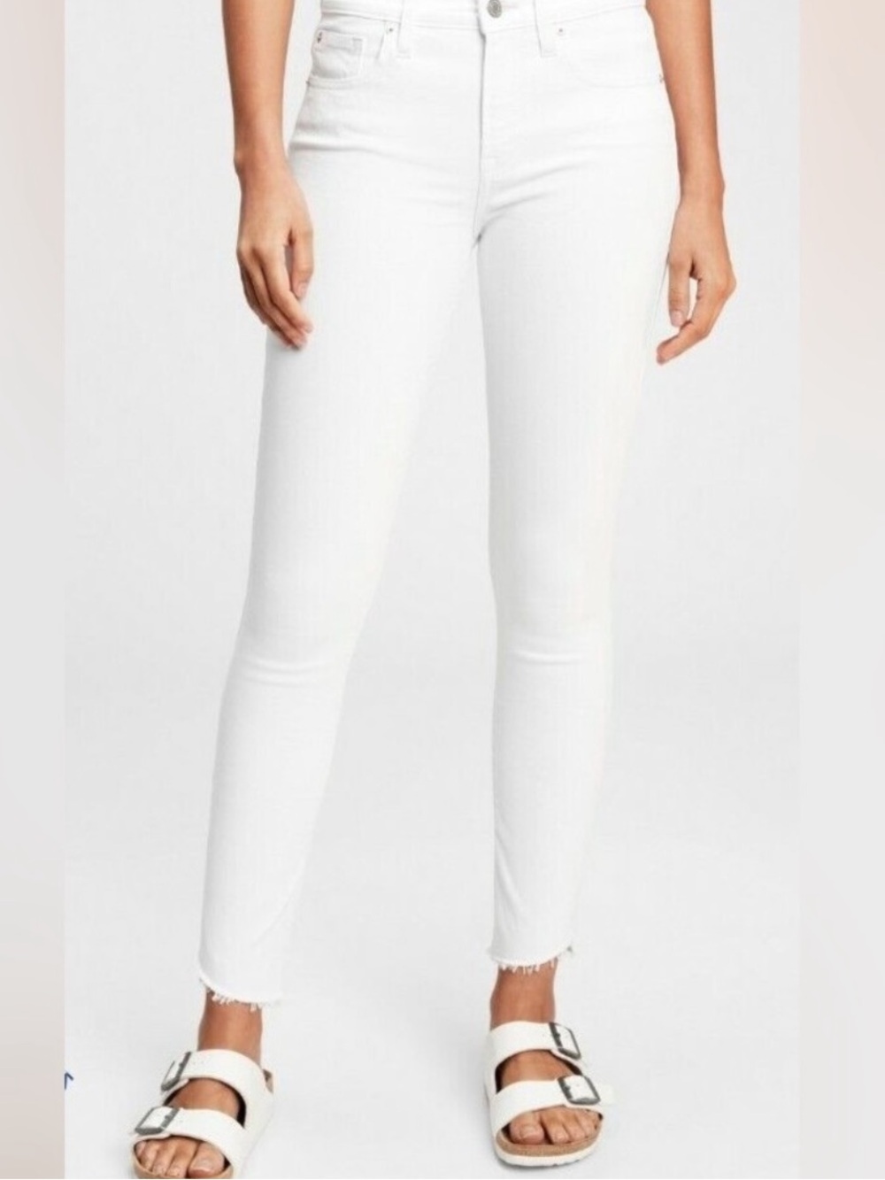 Women’s GAP High Rise True Skinny Jeans Denim White Jeans Distressed 32 14 L Fit